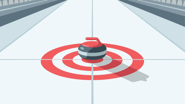 Curling stone on target: sport strategy in minimalistic design