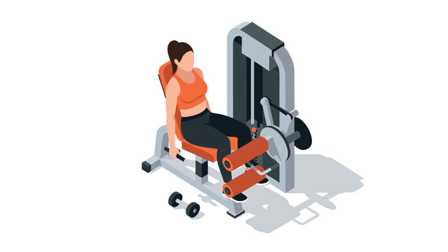 Woman exercising on leg extension machine in gym setting