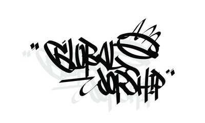 GLOBAL WORSHIP graffiti tag style design