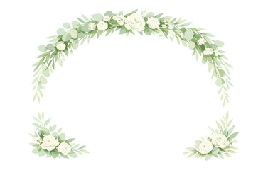 Obraz premium Elegant floral arch with white roses and greenery