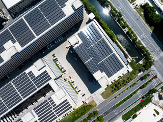 solar power on rooftop of factoy building