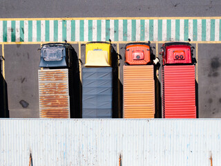 Overlooking warehouses and container trucks