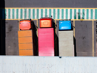 Overlooking warehouses and container trucks