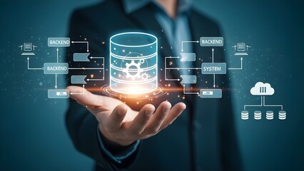 Cloud Database and Digital Data Management Technology Concept