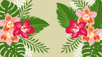 Fototapeten Tropische Blätter abstract floral background with flowers  © Anfus