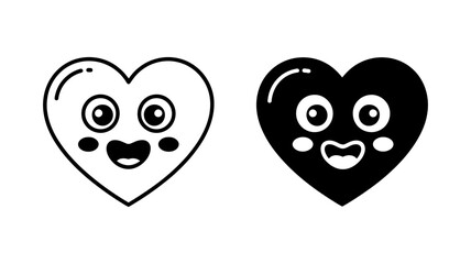 Fototapeta premium Cute happy heart cartoon character illustration in two styles for love and romance