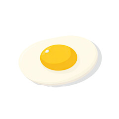 A cartoon-style illustration of a single fried egg with a bright yellow yolk