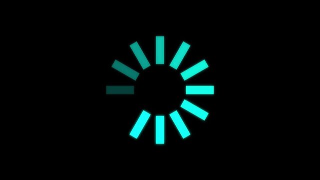 Loading wheel animation - Animated spinning load icon with alpha layer transparent background. Loading circle icon animation on black background.