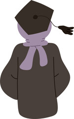 illustration of a hijab woman celebrating graduation with her back turned
