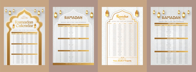 White luxury  Ramadan Calendar Design with decorative ornament pattern and lantern  © Grap Score 