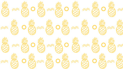 Seamless pattern of pineapple, Hand drawing Doodle pineapple. pineapple doodle pattern background, pineapple Seamless Pattern for coloring kids books