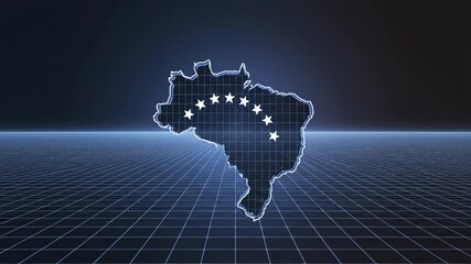 Venezuela Digital Map Outline Technological Data Grid Background - Powered by Adobe