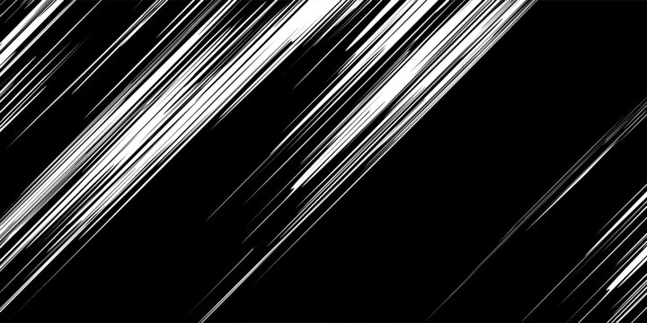 Abstract black and white diagonal speed lines background with dynamic motion effect. Modern minimal design suitable for technology, action, energy, racing, gaming, poster, banner, web, and digital 