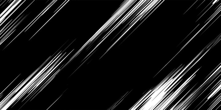 Abstract black and white diagonal speed lines background with dynamic motion effect. Modern minimal design suitable for technology, action, energy, racing, gaming, poster, banner, web, and digital 