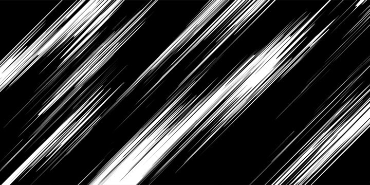 Abstract black and white diagonal speed lines background with dynamic motion effect. Modern minimal design suitable for technology, action, energy, racing, gaming, poster, banner, web, and digital 