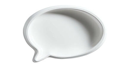 3D rendered white chat bubble with soft shadows and a sleek design on black background
