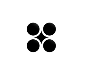 Four dark spheres in a grid arrangement with subtle gradients against a pitch-black background