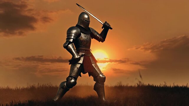 Knight walking with hammer weapon