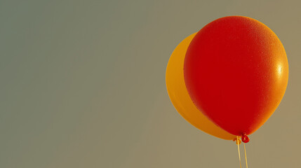 Two Balloons in Flight: Two vibrant balloons, one red and the other yellow, ascend into a hazy sky, offering a sense of buoyancy and festivity, with subtle sunlight creating a sense of uplift.