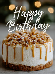 Sweet Celebration: A delectable birthday cake, adorned with caramel drizzle and delightful toppings, sets the stage for a sweet and joyous celebration of life's special moments.