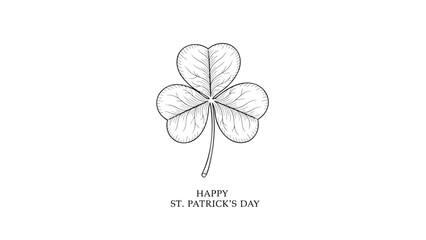 Fototapeta premium Four leaf clover illustration with happy st patrick's day text on white background