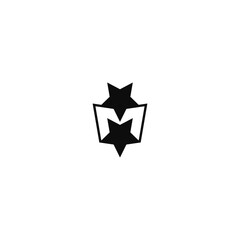 Fototapeta premium M letter two stars negative space logo.