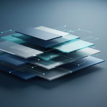 Abstract layers with digital connection elements.