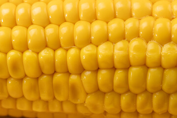 Detailed macro of corn kernels showing natural variation and structure. Ideal for food texture, agriculture, and organic product visuals.