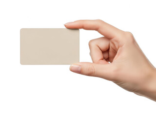 Obraz premium Hand holding business card isolated on transparent background