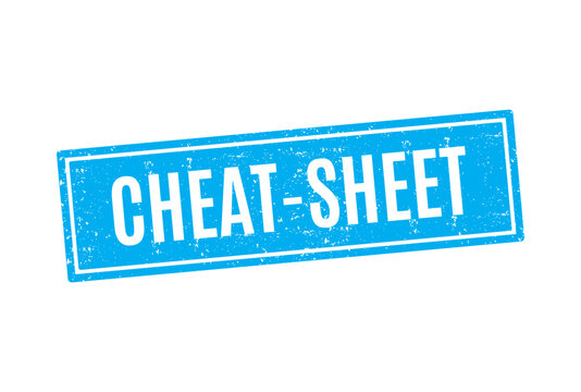 Cyan blue cheat sheet rubber stamp with rectangular border for educational guide and quick reference materials