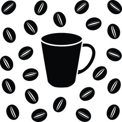 Coffee cup beans pattern silhouette