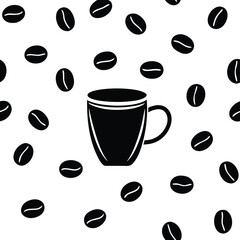 Coffee cup beans pattern silhouette