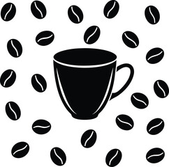 Coffee cup beans pattern silhouette