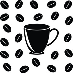 Coffee cup beans pattern silhouette