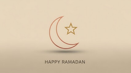 Stylized Graphic Illustration Featuring a Shimmering Golden Crescent Moon and Star, Elegantly Embodying the Spiritual Essence and Festive Blessings of Ramadan