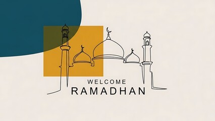 Welcome Ramadan, the holy month of Islamic celebration and reflection, with beautiful Islamic architecture and artistic design elements