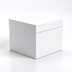 Fototapeta premium A pristine white box with a slightly ajar lid, revealing a glimpse of its empty interior, set against a soft, neutral background for contrast.
