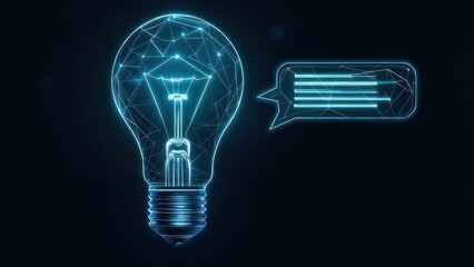 Illuminated lightbulb with data speech bubble
