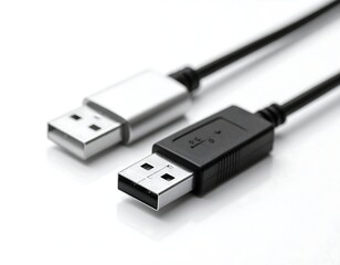 Two USB Cables on a White Surface.