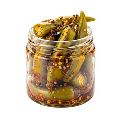 Homemade Green Chili Pickle Isolated on Transparent Background