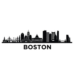 Obraz premium boston city skyline silhouette with iconic buildings