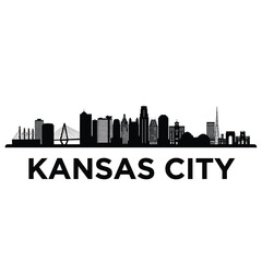 Fototapeta premium kansas city skyline silhouette with cityscape and bridge