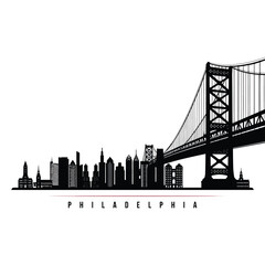 philadelphia city skyline with a large bridge