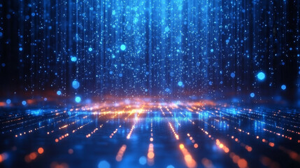 Obraz premium Abstract Blue Flowing Light Particle Business Technology Theme Background