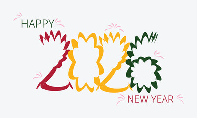 Happy New Year 2026 Colorful number with fireworks for poster or greeting card design background