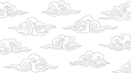 Fototapeta premium whimsical clouds pattern, hand drawn clouds