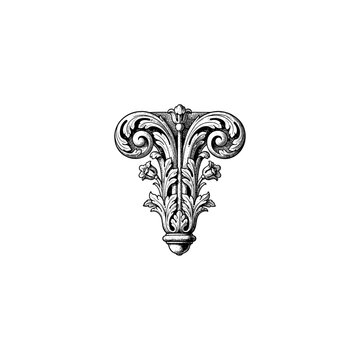 Medieval gothic crocket engraving.