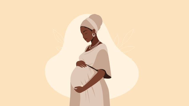 Pregnant African woman celebrating motherhood, perfect for maternity publications and cultural heritage marketing materials