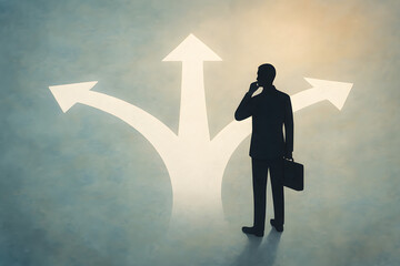 Business Decision Making Concept with Multiple Direction Arrows