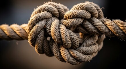 Fototapeta premium Tangled Rope Knot Closeup Texture.